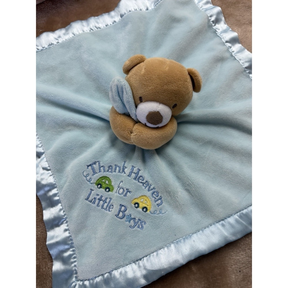 Baby Starters Lovey Thank Heaven For Little Boys Bear Blue Rattle Security Blank